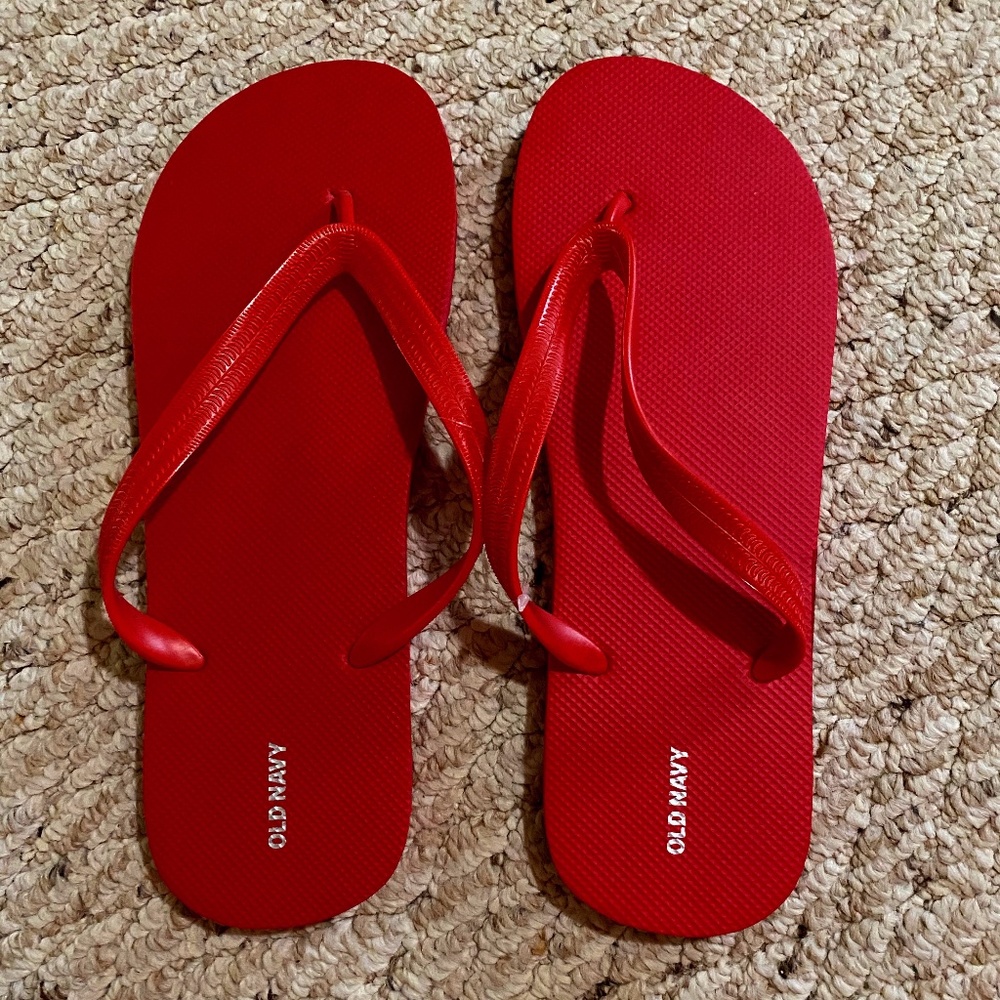 New Red Old Navy Flip Flops (Size 9-12 Mens)